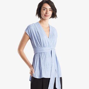 NWT MM Lafleur Valerie Top Pleated Jersey Chambray